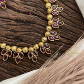 Unique Gold Alike Red AD Stone Nechpiece-Leaf-G14502